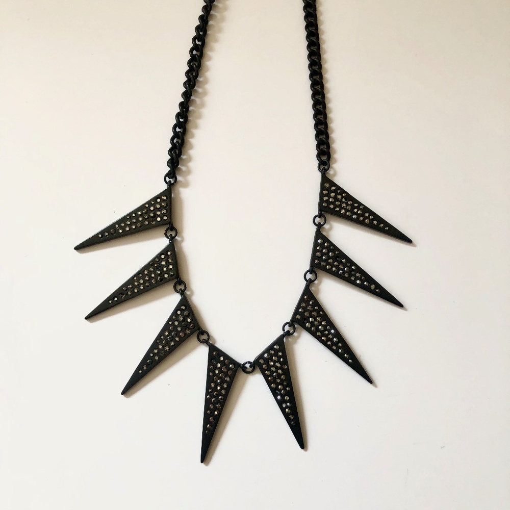 Vampire Teeth styled Necklace Black with Embedded Rhinestones
